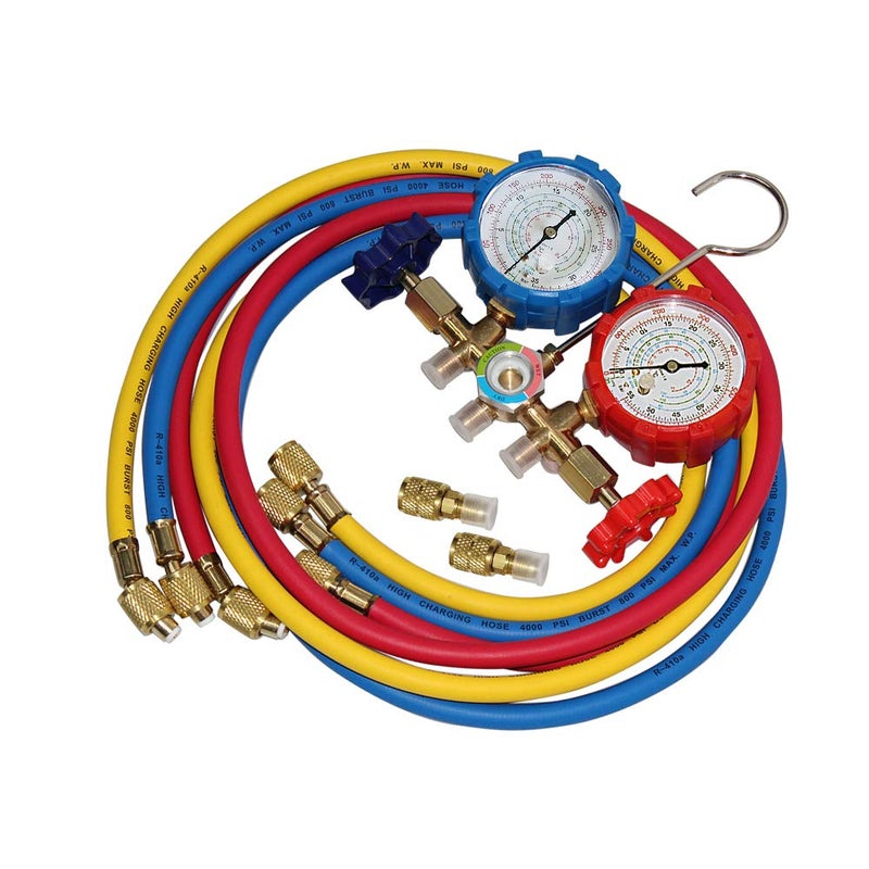 Shikha 5FT AC Diagnostic Manifold Freon Gauge Set for R410A R404A R22 R134A R12 R22 and R502 Refrigerant AC House Air Condition HVAC 60" - Image 1